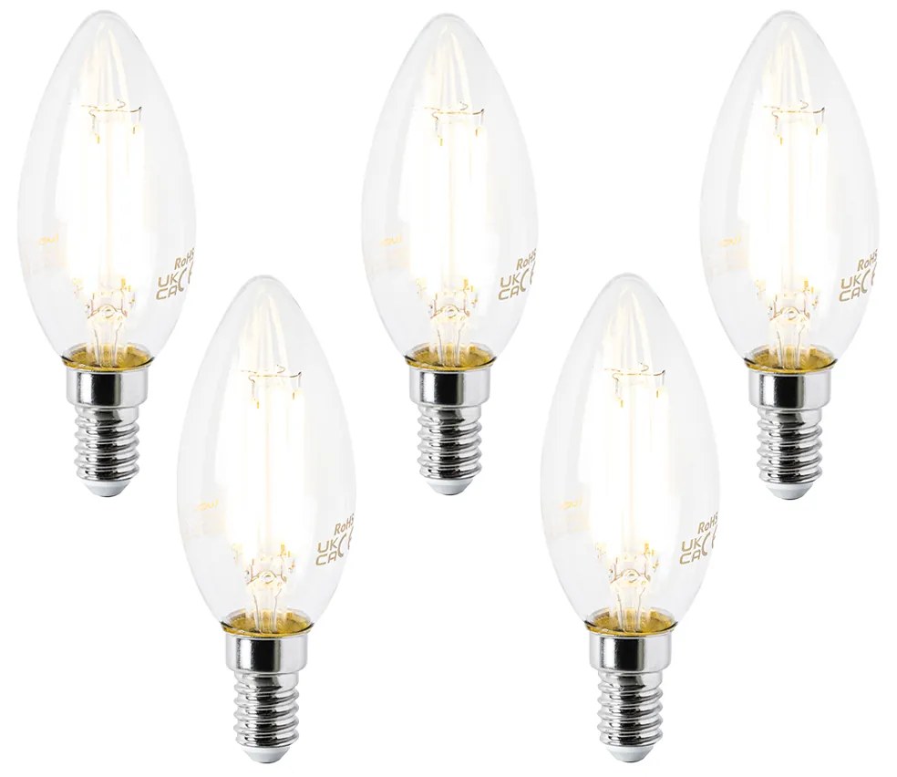 Zestaw 5 żarówek LED E14 B35 przezroczysta 2,2W 470 lm 2700K