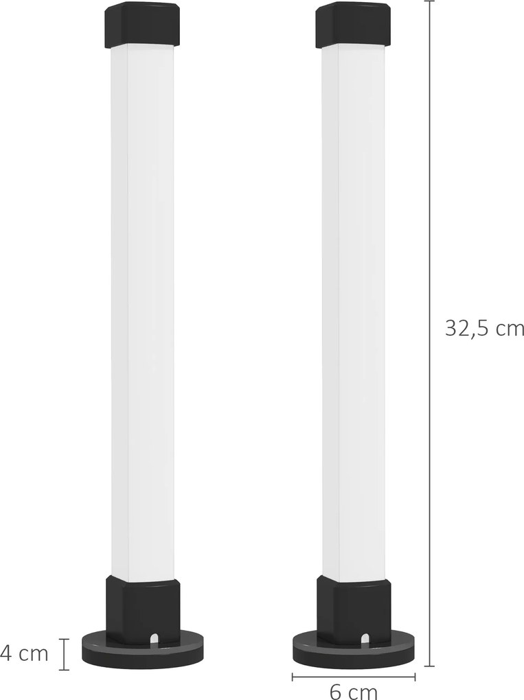HOMCOM Zestaw 2 lamp LED, lampka stołowa z kontrolą przez aplikację i pilota, synchronizacja z muzyką, tryby kolorów, timer, biały