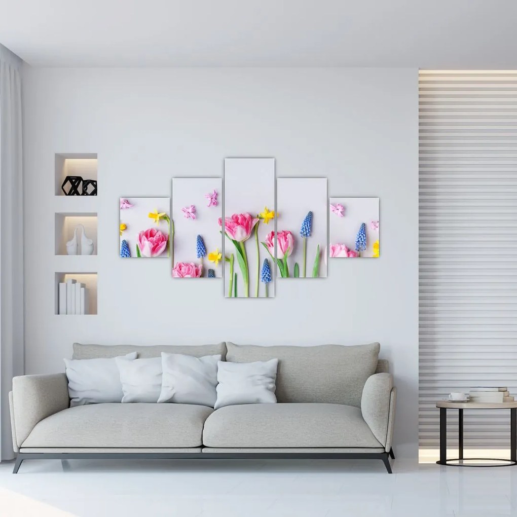 Obraz wiosennych kwiatów (125x70 cm)