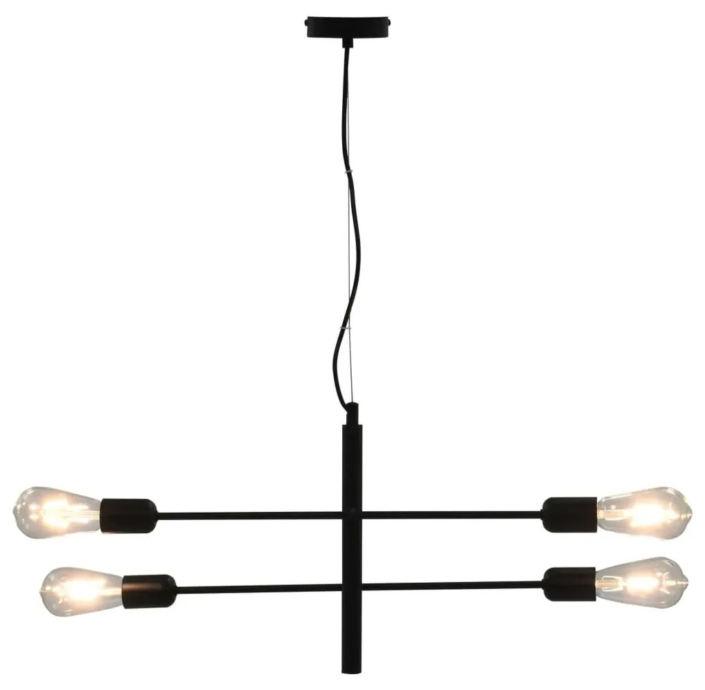 Czarna ruchoma lampa wisząca z żarówkami - 4X EX82 N2-W13
