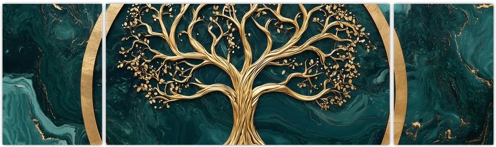 Obraz – Złote drzewo życia w marmurze (170x50 cm)