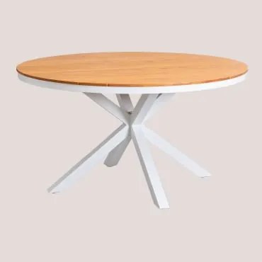 Okrągły Stół Ogrodowy Z Drewna Eukaliptusowego I Aluminium Archer Gardenia Biel & Ø140 Cm - Sklum