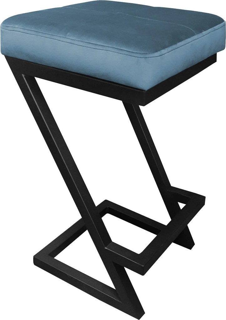 Hoker ZETA krzesło barowe tkanina Welur podstawa metalowa LOFT : Kolor Stelaża - Czarny , Kolor tkaniny - VELVET - MG33