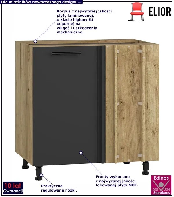 Kuchenna szafka narożna dąb craft + antracyt D4-R79