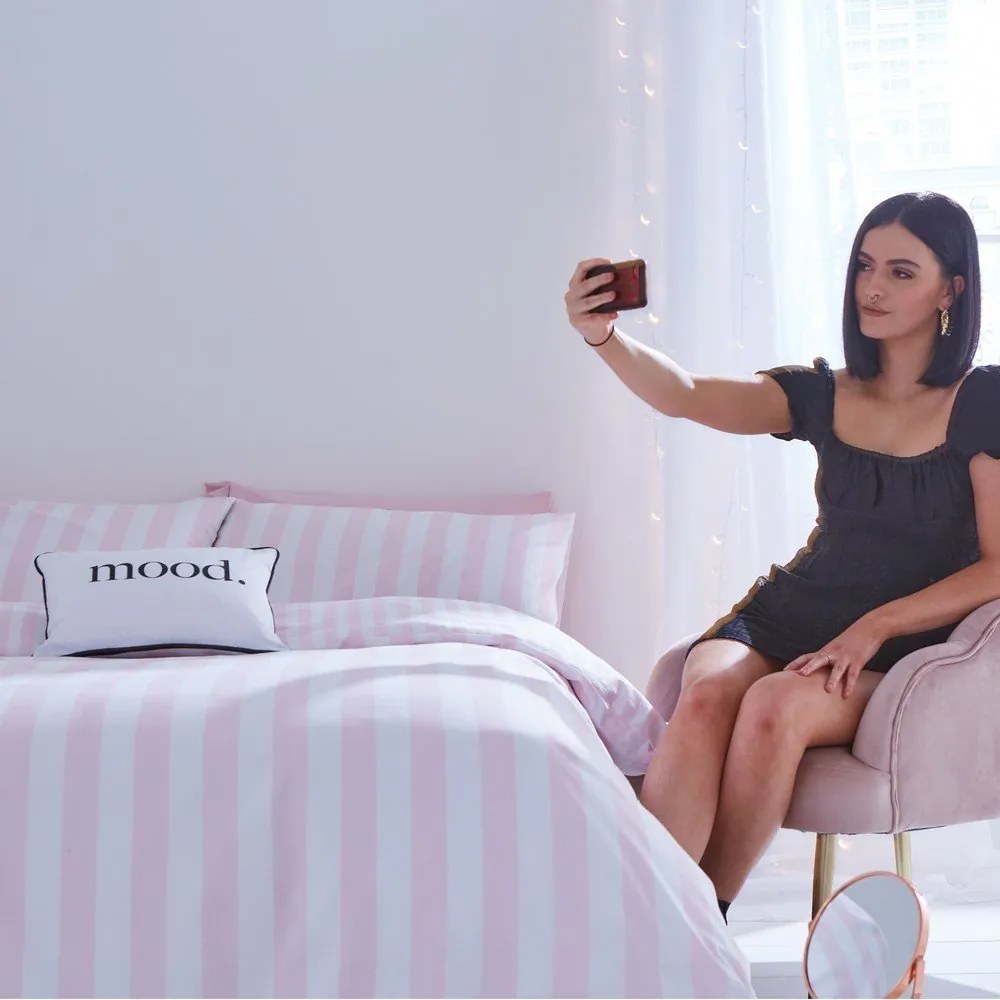 Biało-różowa pościel dwuosobowa 200x200 cm Stripe Tease – Sassy B
