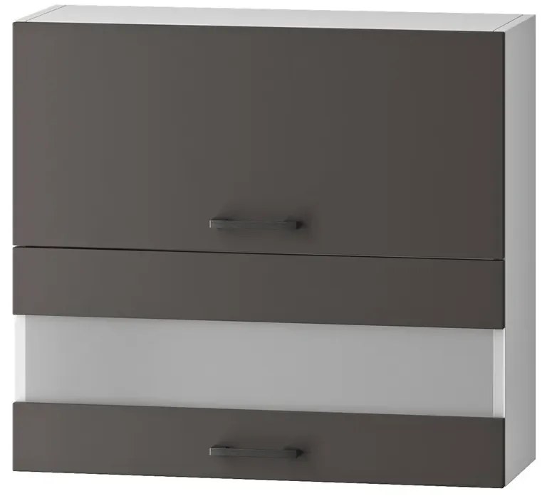 Wisząca szafka kuchenna z podwójnym frontem szara - Dantis 34X 80 cm