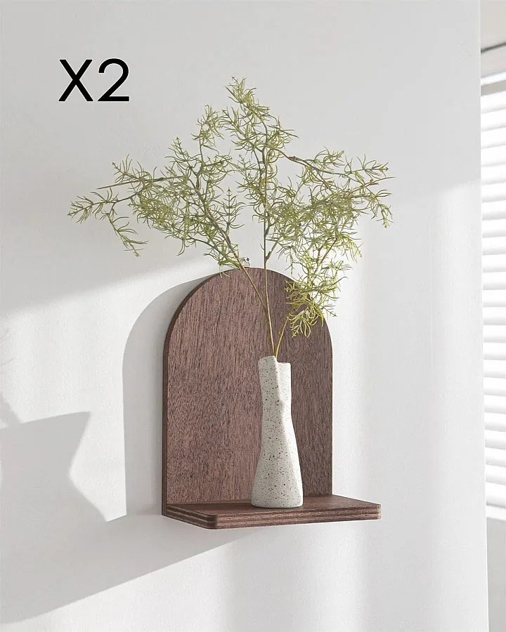 Półka ścienna – 16 x 26 x 9 cm – Orzech – Sklejka