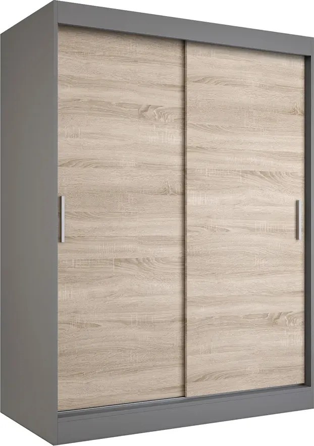 Szafa przesuwna 150 cm antracyt + dąb sonoma W1-A97