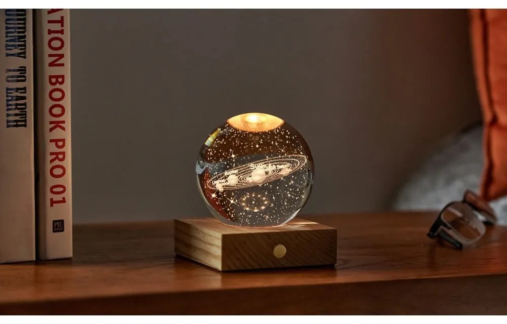 Ciemnobrązowa lampa stołowa ze ściemniaczem i szklanym kloszem (wys. 12 cm) Amber – Gingko