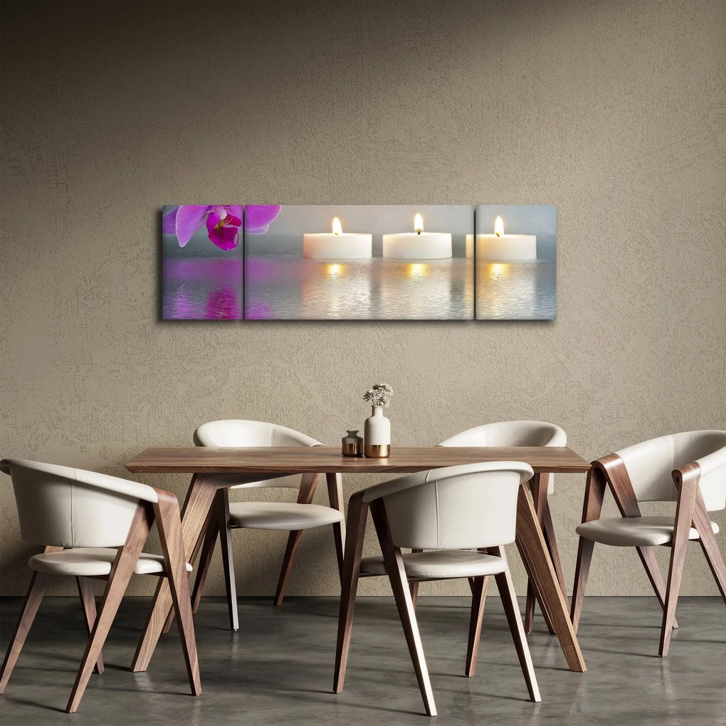 Obraz świec na wodzie (170x50 cm)