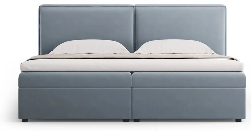 Jasnoniebieskie łóżko boxspring ze schowkiem 160x200 cm Arendal – Cosmopolitan Design