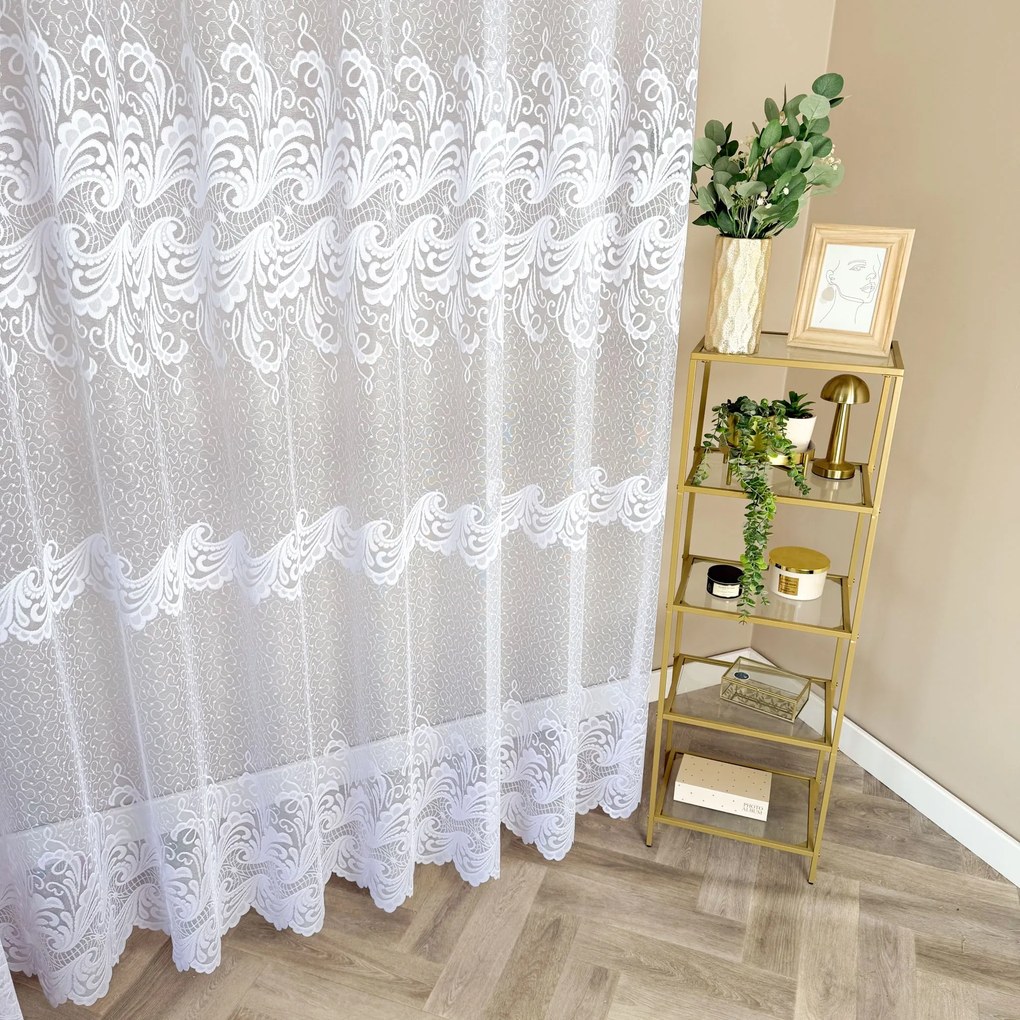 Firana żakardowa trzy pasy wzoru bogate zdobienia elegancka - wys. 250 cm