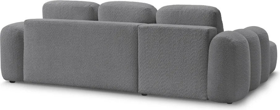 Szary rozkładany/ze schowkiem narożnik z materiału bouclé (lewostronny/z szezlongiem) Montaigne – Bobochic Paris