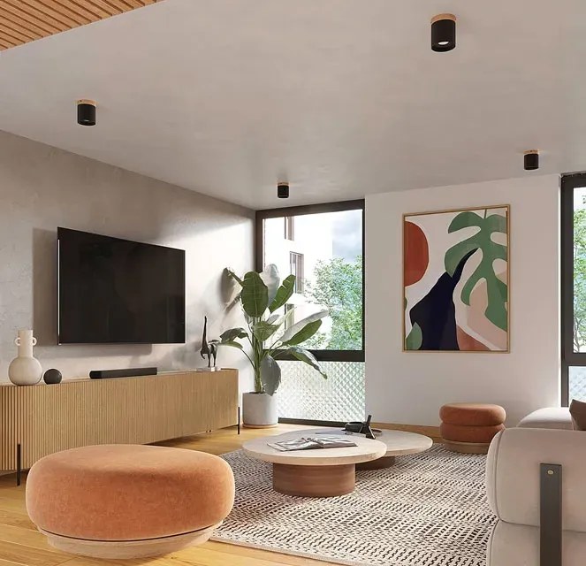 Czarny okrągły mały plafon spot sufitowy - 4X A649 G6-A15