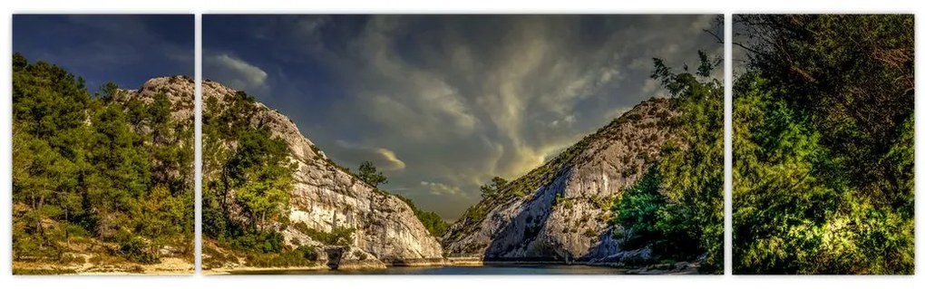 Obraz krajobrazu z jeziorem (170x50 cm)