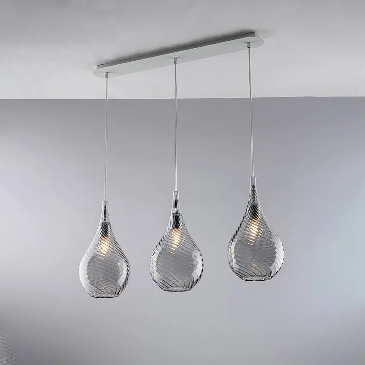Szyna żelazna Pluvia z szarym szkłem pyrex 3 światła dł. 75 x 10 BL264-BIN3-GR