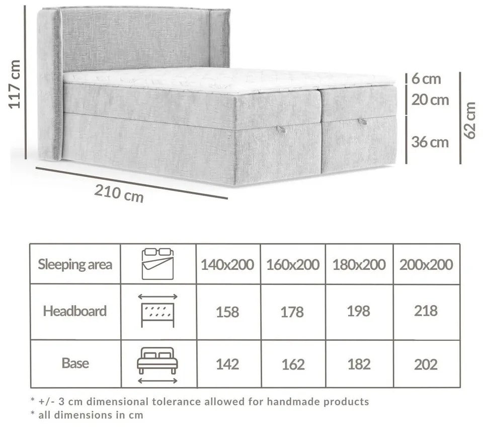 Ciemnozielone łóżko boxspring ze schowkiem 180x200 cm Passion – Maison de Rêve