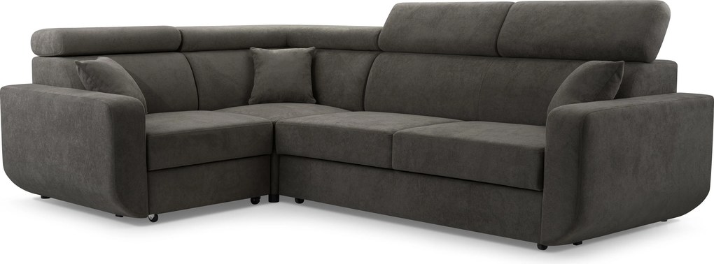 Masseno Narożnik RENO z funkcją spania i pojemnikiem na pościel Narozniki L, Rozkładana sofa - Szary, VELO 636