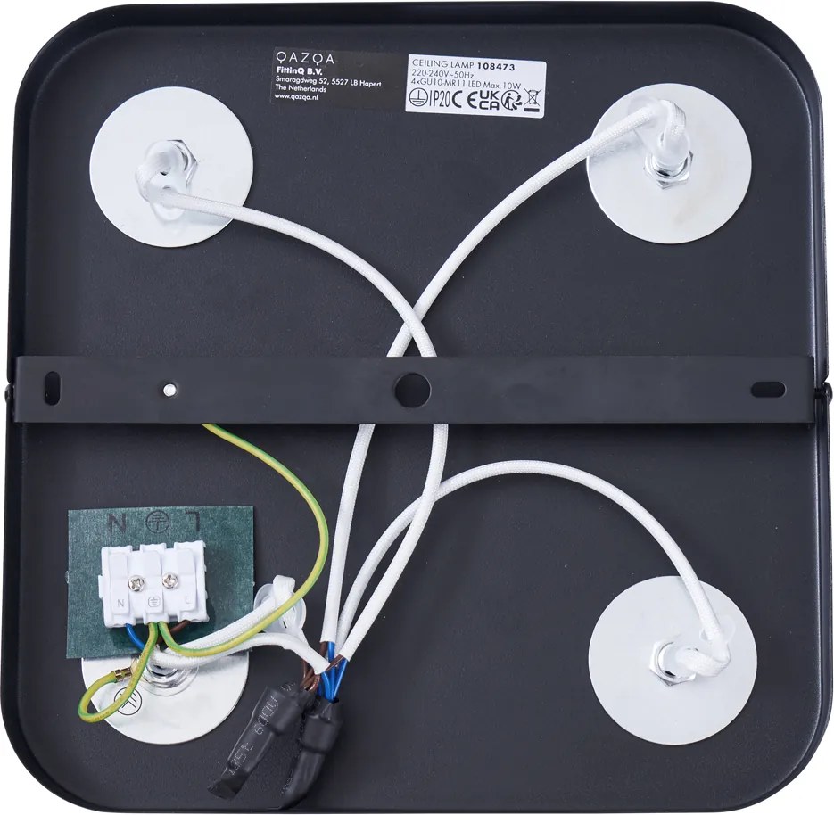 Zaokrąglony reflektor sufitowy czarny GU10 35 mm 4-punktowy obrotowy i przechylny - Kate