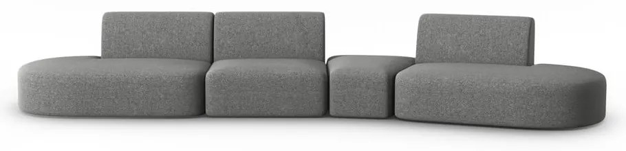 Szara sofa z tkaniny szenilowej prawostronna 428 cm Paolo – Milo Casa