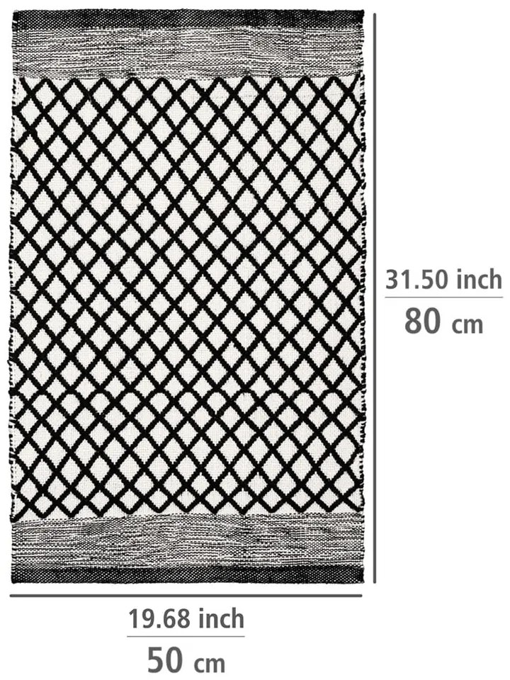 Czarno-biały dywanik łazienkowy z plastiku z recyklingu 50x80 cm Tara – Wenko