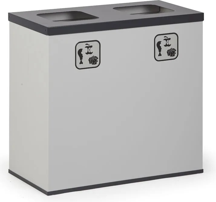 Wewnętrzny kosz do segregacji śmieci, stojak na worki, szary/ciemnoszary, 2x 42 l