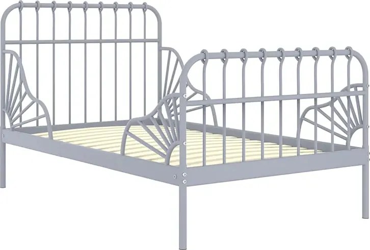 Szare metalowe łóżko rosnące z dzieckiem rozsuwane 80x130/200 cm - Kasja