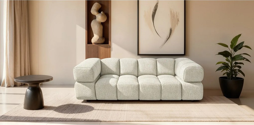 Nowoczesna 3-osobowa kanapa tapicerowana 240cm biała - ALVERO 3S Bubble Design Premium Sofa