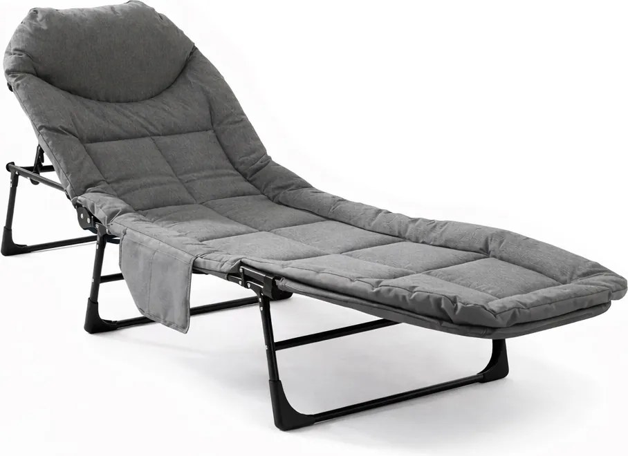 Składana leżanka turystyczna z materacem Morra CT02L, kolor szary