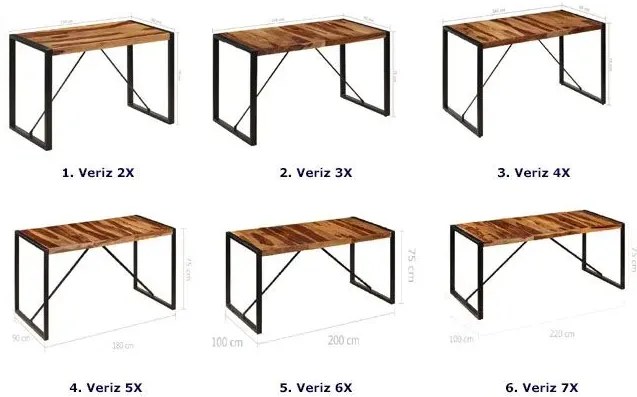 Brązowy stół z drewna sheesham 100x220 – Veriz 7X