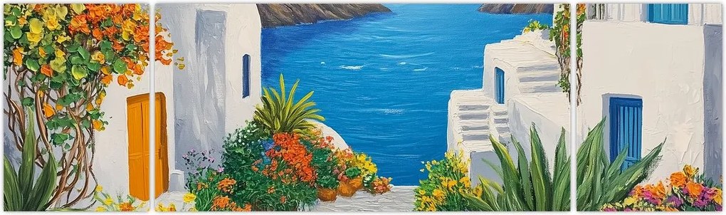 Obraz - Grecka uliczka (170x50 cm)