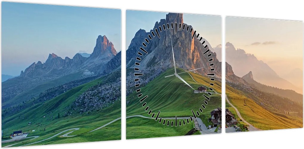 Obraz - Dolomity (z zegarem) (90x30 cm)