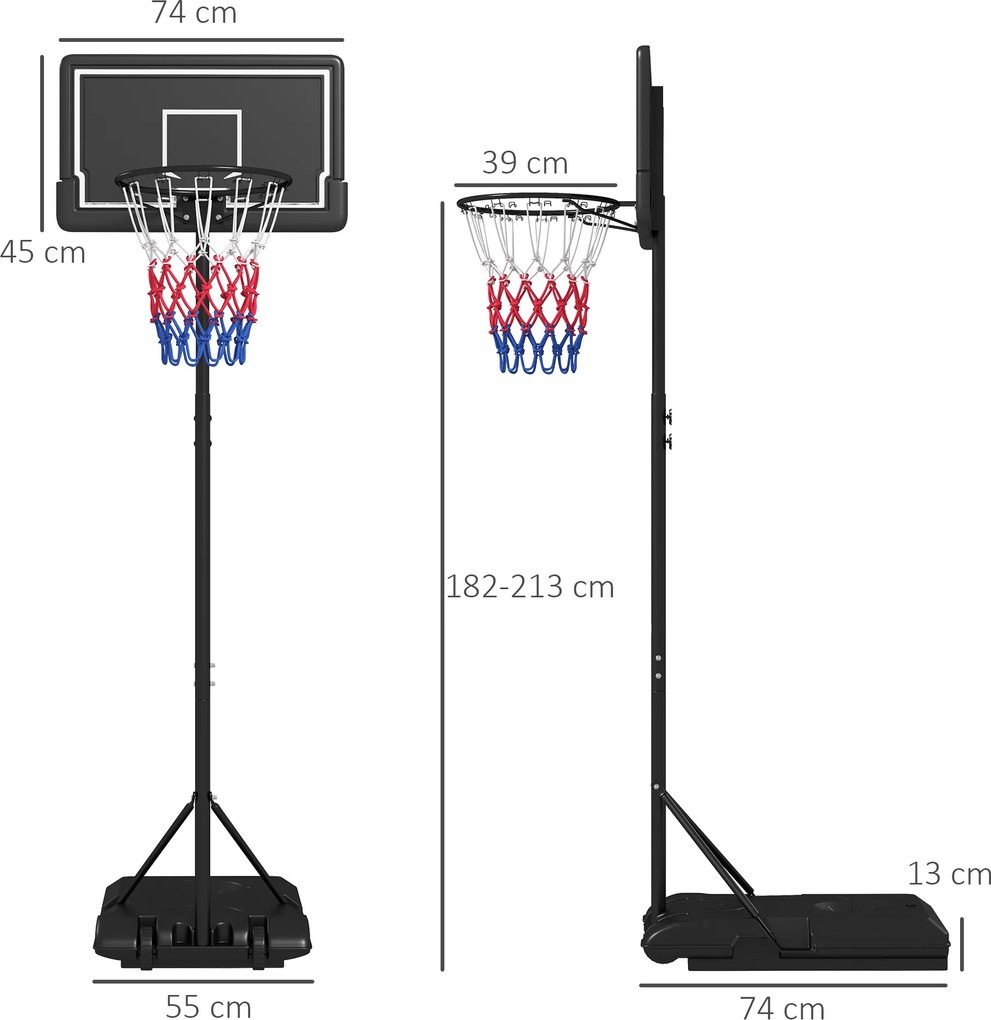 SPORTNOW Kosz do Koszykówki z Podstawą Regulowany 220-250cm | Aosom PL