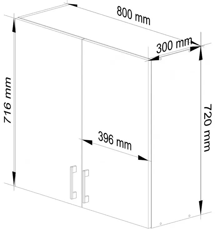 Górna szafka kuchenna z podwójnym frontem 80 cm F5-S19