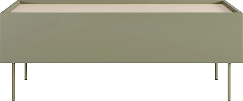 Stolik kawowy Desin 120 cm z szufladami - oliwka / dąb nagano