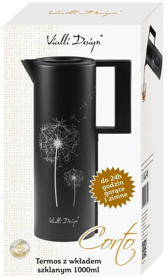 Czarny termos 1 l Corto – Vialli Design