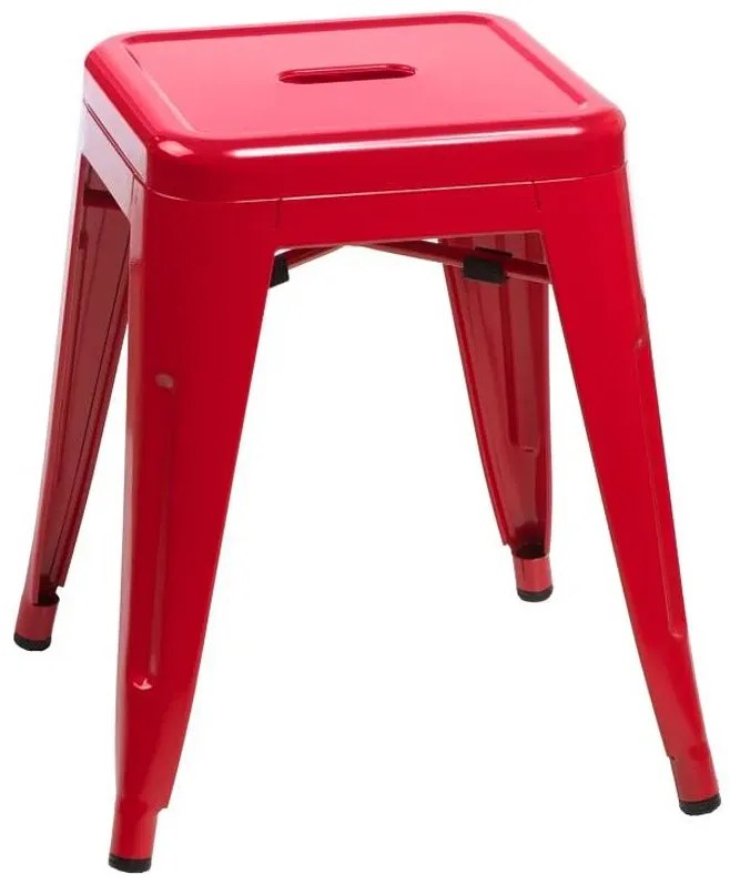 Czerwony metalowy taboret kwadratowy loft - Motemi