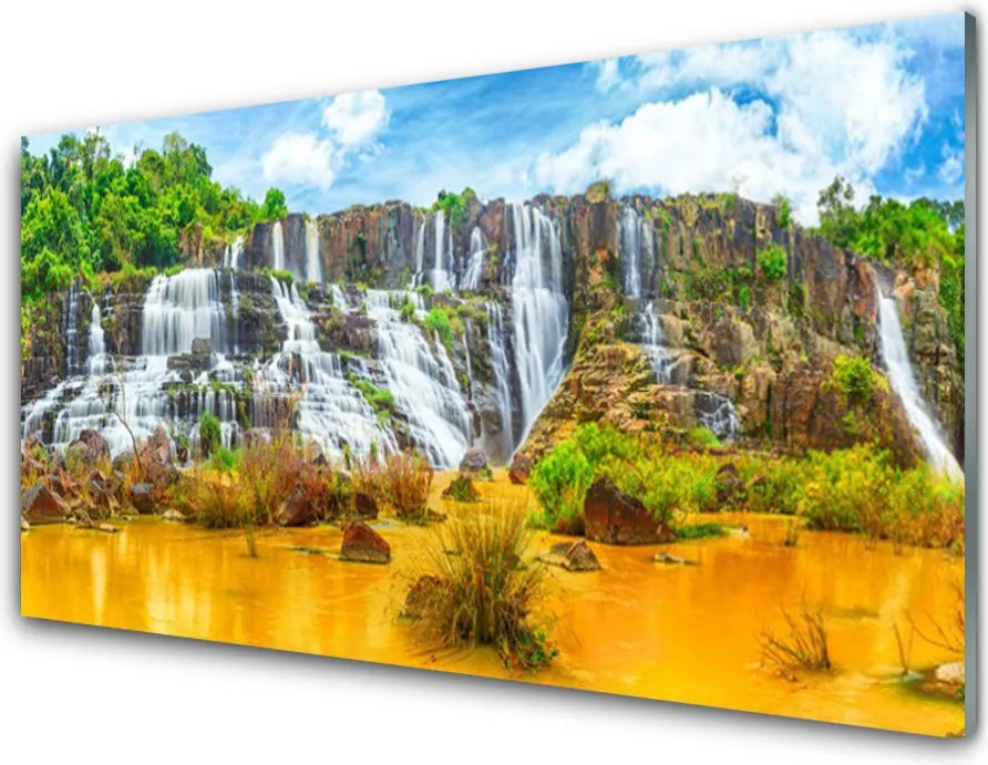 Panel Szklany Ukryty Wodospad w Lesie