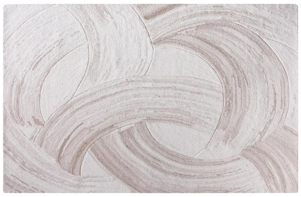 Dywan z abstrakcyjnym wzorem ręcznie tuftowany 100% wełny - 160 x 230 cm - Kość słoniowa i taupe - RAVELINO