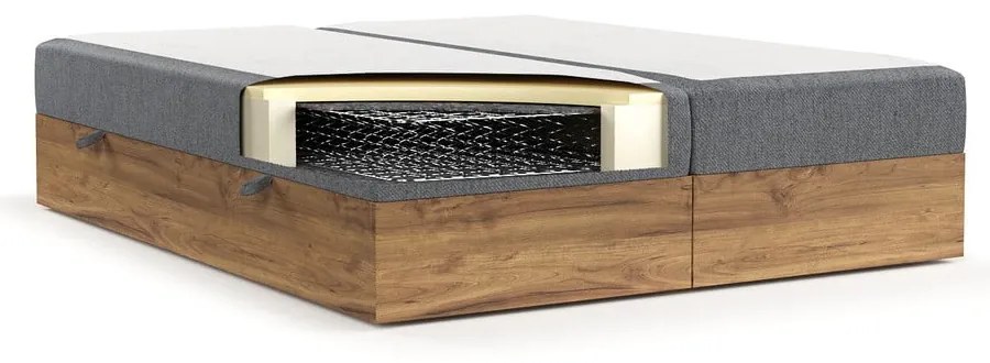 Szaro-naturalne łóżko boxspring ze schowkiem 140x200 cm Faro – Maison de Rêve