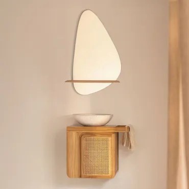 Zestaw Wiszących Mebli Łazienkowych Z Drewna Tekowego Georgy Drewno Tekowe & Cement - Sklum