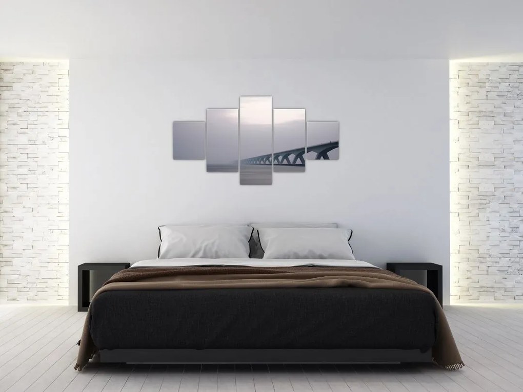 Obraz mostu we mgle (125x70 cm)