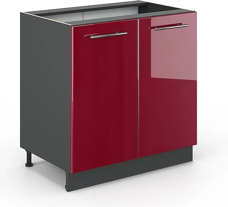 Szafka pod zlew bordowa czerwień wysoki połysk 80x51.6x82 fame-line