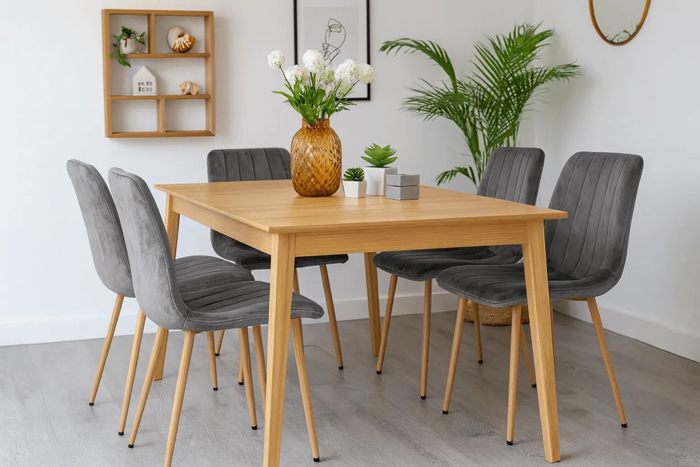 Ciemnoszare krzesło do kuchni LAVA aksamitne