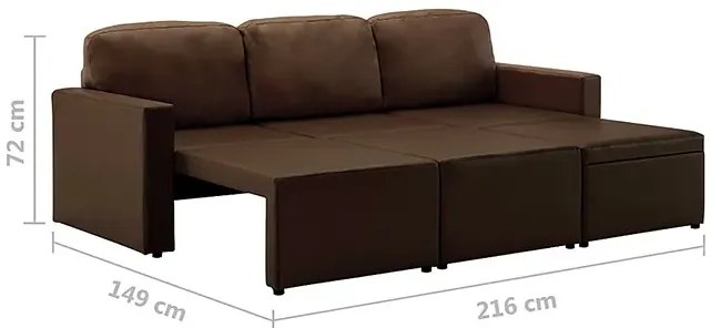 Rozkładana sofa kanapa modułowa brązowa - Odi 4Q