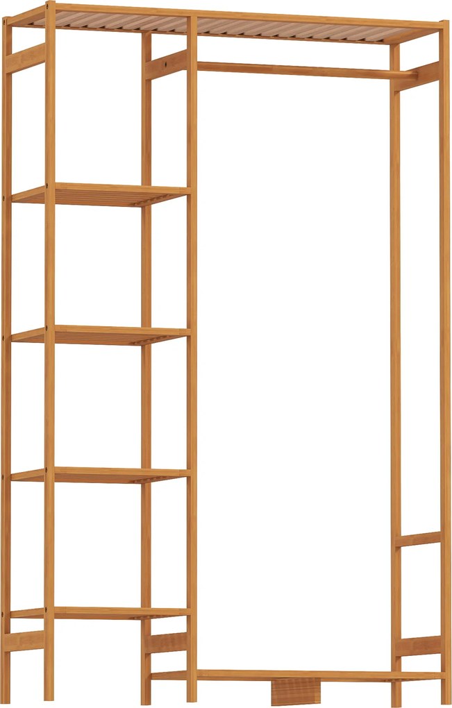 HOMCOM Wieszak garderobiany z drążkiem, półką na buty, regałem, garderobą z bambusa, kolor naturalnego drewna