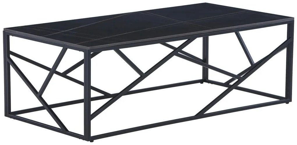 Stolik kawowy z ceramiki i metalu - Efekt czarnego marmuru - MELRONE Pascala Morabito