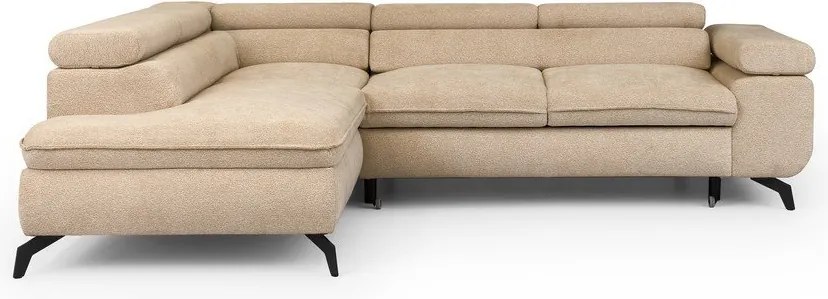 Beżowy narożnik z tkaniny szenilowej (lewostronny/w kształcie litery L) Marbeya – Ropez