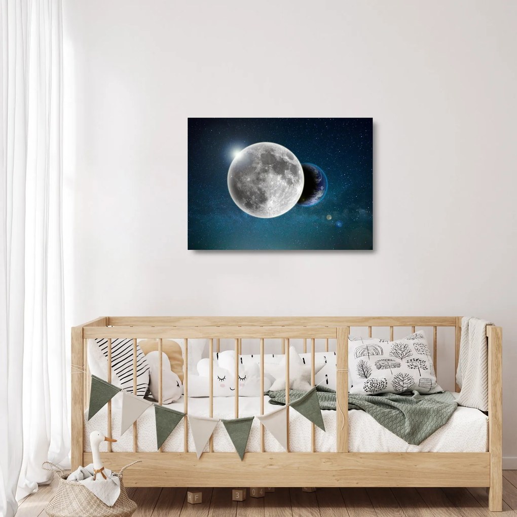 Obraz na szkle - Ziemia w zaćmieniu Księżyca (70x50 cm)