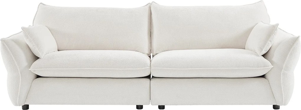 Kanapa  3-osobowa z tkaniny szenilowej w kolorze kremowej bieli ZOMILO od Maison Céphy